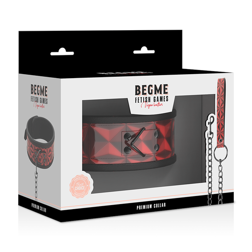 BEGME - COLAR DE COURO VEGANO PREMIUM RED EDITION COM FORRO DE NEOPRENE