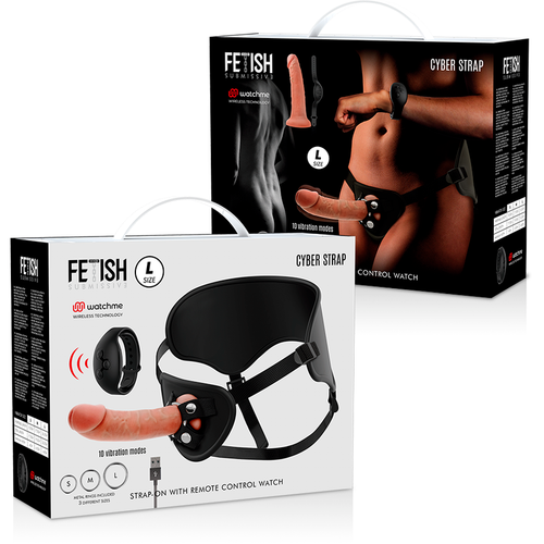 FETISH SUBMISSIVE CYBER STRAP - ARNÊS COM TECNOLOGIA DILDO WATCHME L DE CONTROLE REMOTO