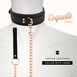 COQUETTE CHIC DESIRE - COLAR DE COURO FANTASY VEGAN COM ALA E FORRO DE NEOPRENE