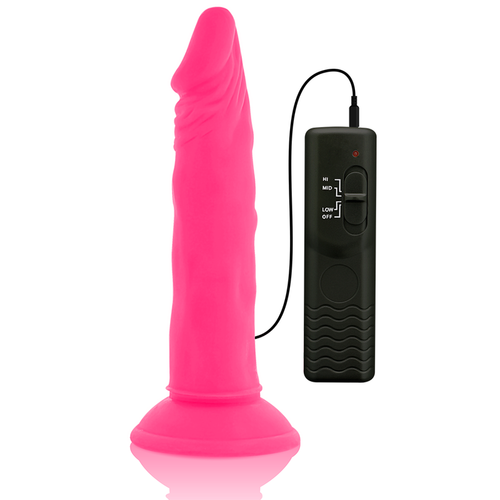 DIVERSIA - DILDO FLEXÍVE COM VIBRAO ROSA 23 CM -O- 4.3 CM