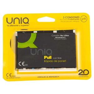 UNIQ - PULL SEM LÁTEX PRESERVATIVOS COM TIRAS 3 UNIDADES