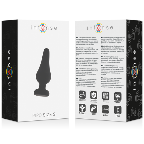 INTENSE - PLUG ANAL PIPO S SILICONE PRETO 9,8 CM