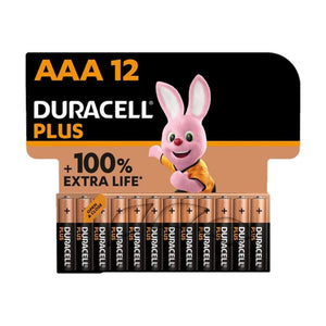 DURACELL - BATERIA ALCALINA PLUS POWER 100 AAA LR03 12 UNIDADE