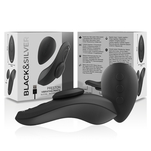 BLACK&SILVER - CALA VIBRADORA DE SILICONE RECARREGVEL PRESTON PRETA