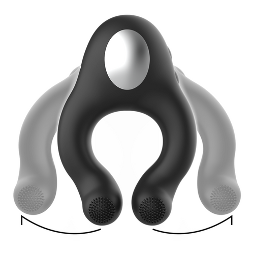 BLACK&SILVER - ANEL VIBRADOR DE SILICONE 3 MOTORES RECARREGÁVEIS PRETO