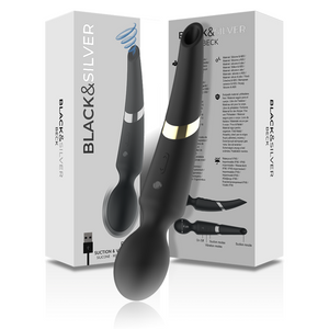 BLACK&SILVER - MASSAGEADOR DE SILICONE RECARREGÁVEL BECK E SUCÇÃO PRETO