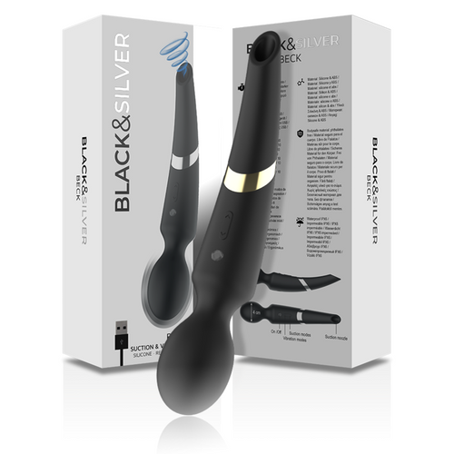 BLACK&SILVER - MASSAGEADOR DE SILICONE RECARREGÁVEL BECK E SUCÇÃO PRETO