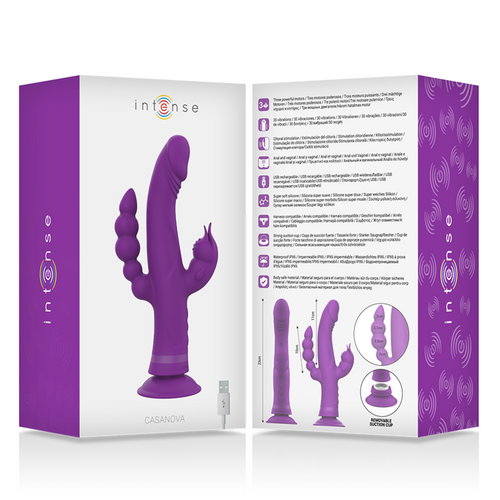 INTENSE - VIBRADOR DE SILICONE CASANOVA COELHO TRIPLO MOTOR ROXO