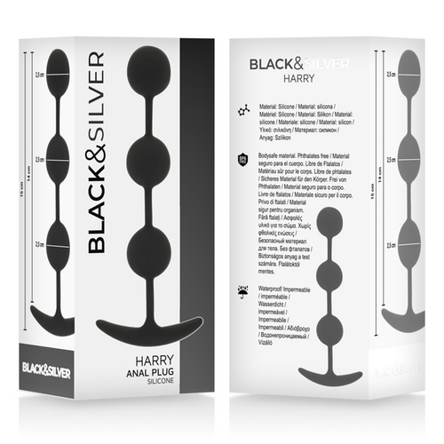 BLACK&SILVER - ROSÁRIO ANAL HARRY 3 ESFERAS DE SILICONE 14 CM