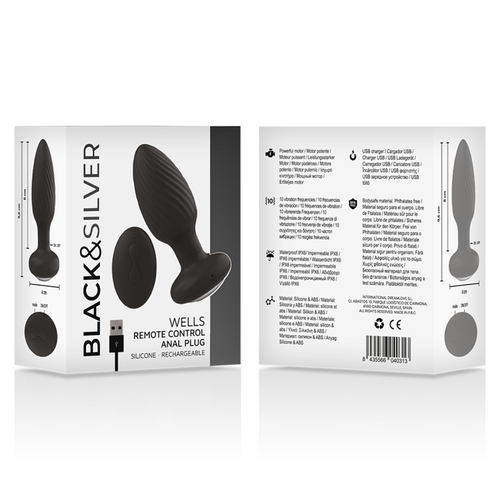 BLACK&SILVER - PLUG DE POÇOS SILICONE ANAL ROTATOR CONTROLE REMOTO