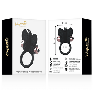 COQUETTE CHIC DESIRE - ANEL BORBOLETA COM VIBRADOR PRETO/ OURO