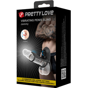 PRETTY LOVE - BAINHA DE PÊNIS JAMMY 12 VIBRAÕES COM LÍNGUA DE SILICONE RECARREGVEL