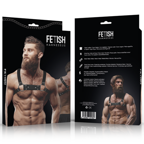 FETISH SUBMISSIVE ATTITUDE - ARNÊS DE PEITO BULLDOG DE COURO ECO MASCULINO TAMANHO M/L