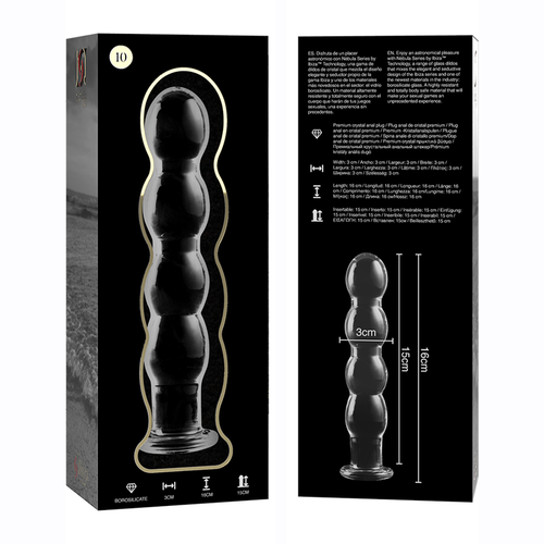 NEBULA SERIES BY IBIZA - MODELO 10 DILDO VIDRO BOROSILICADO TRANSPARENTE 16.5 CM -O- 3.5 CM