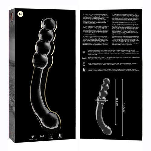 NEBULA SERIES BY IBIZA - MODELO 14 DILDO VIDRO BOROSILICADO TRANSPARENTE 18.5 CM -O- 3 CM