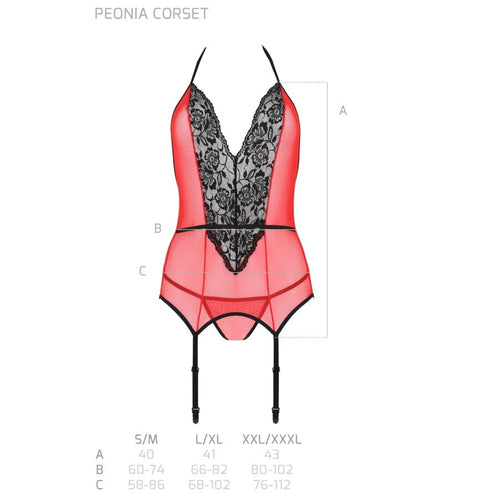 PASSION - PEONIA CORSET LINHA ERÓTICA VERMELHO S/M