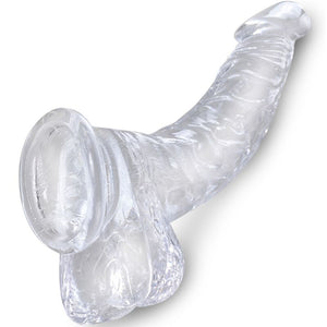 KING COCK - CLEAR PÊNIS CURVADO REALISTA COM BOLAS 16.5 CM TRANSPARENTE