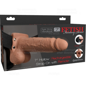 FETISH FANTASY SERIES - ARNÊS AJUSTVEL PÊNIS REALISTA COM BOLAS RECARREGVEIS E VIBRADOR 17,8 CM