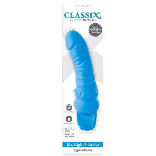 CLASSIX - DILDO VIBRANTE MR. RIGHT MULTI-SPEED 15,5 CM AZUL