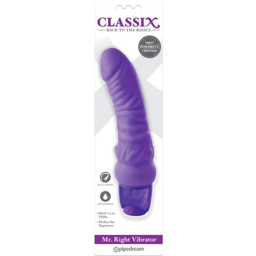 CLASSIX - DILDO VIBRANTE MR. RIGHT MULTI-VELOCIDADE 15,5 CM ROXO