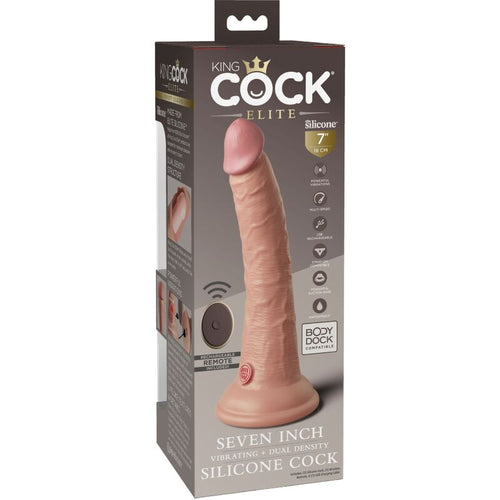 KING COCK - ELITE VIBRADOR DILDO REALÍSTICO E CONTROLE REMOTO DE SILICONE 17.8 CM