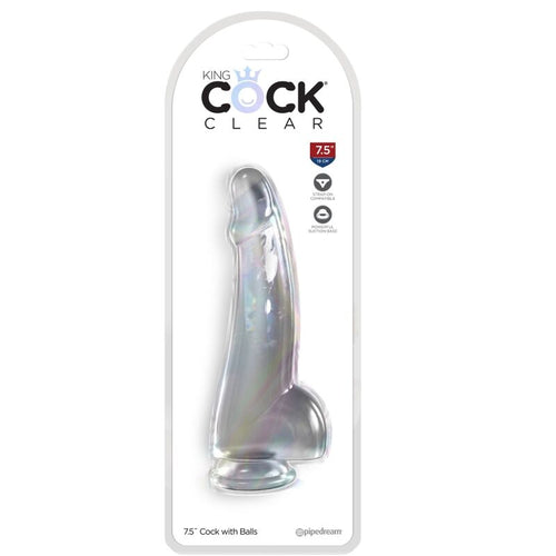 KING COCK - CLEAR DILDO COM TESTÍCULOS 15.2 CM TRANSPARENTE