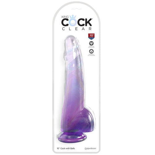 KING COCK - CLEAR DILDO COM TESTÍCULOS 19 CM ROXO