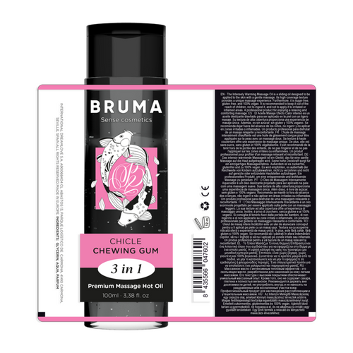 BRUMA - ÓLEO DE MASSAGEM PREMIUM EFEITO CALOR SABOR GOMA 3 EM 1 - 100 ML