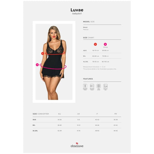 OBSESSIVE - BABYDOLL E LUVAE TANGA PRETO XS/S