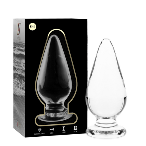 NEBULA SERIES BY IBIZA - MODELO 4 ANAL PLUG VIDRO BOROSILICADO TRANSPARENTE 11 CM -O- 5 CM