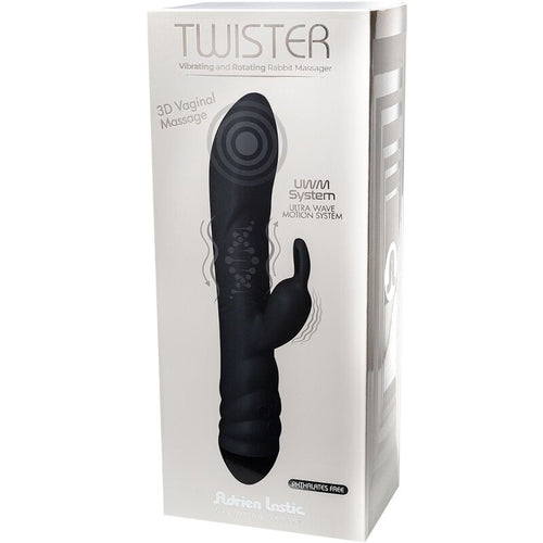 ADRIEN LASTIC - VIBRADOR TWISTER E ROTADOR MASSAGER COELHO PRETO