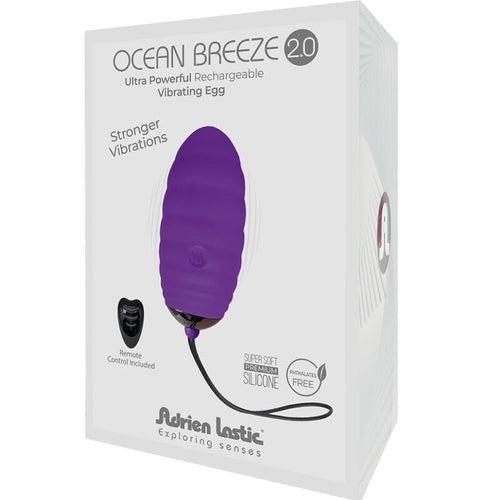 ADRIEN LASTIC - OCEAN BREEZE 2.0 OVO VIBRANTE RECARREGÁVEL CONTROLE REMOTO VIOLETA