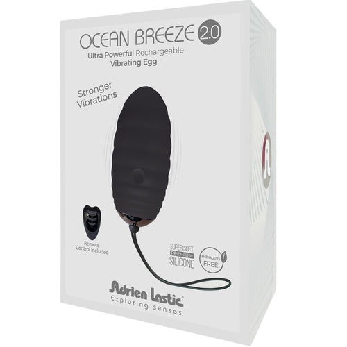 ADRIEN LASTIC - OCEAN BREEZE 2.0 OVO VIBRATÓRIO RECARREGÁVEL CONTROLE REMOTO PRETO