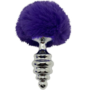 ALIVE - PLUG DE PRAZER ANAL ESPIRAL METAL FLUFFY DARK VIOLETA TAMANHO M