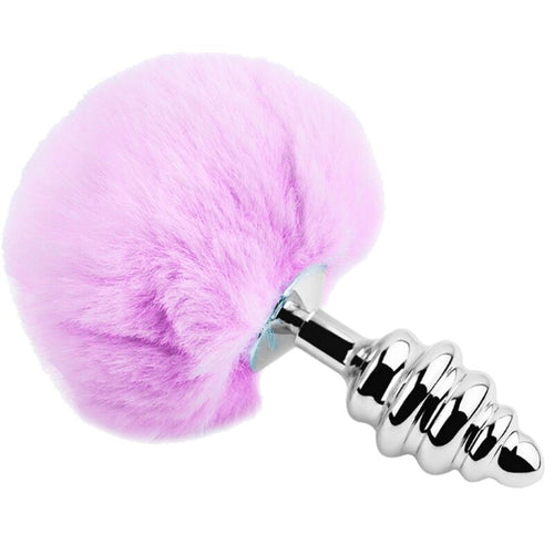 ALIVE - PLUG DE PRAZER ANAL ESPIRAL METAL FLUFFY VIOLETA TAMANHO L