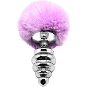 ALIVE - PLUG DE PRAZER ANAL ESPIRAL METAL FLUFFY VIOLETA TAMANHO L