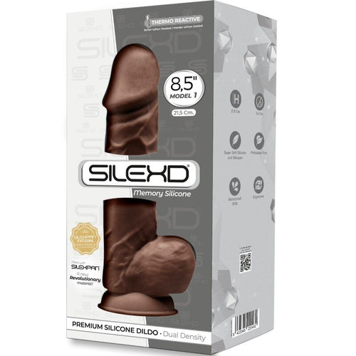 SILEXD - MODELO 1 PÊNIS REALÍSTICO PREMIUM SILEXPAN SILICONE CASTANHO 21.5 CM