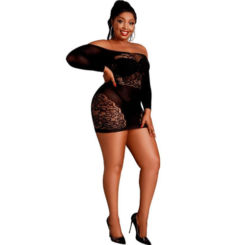 MOONLIGHT - MODELO 7 VESTIDO MANGA COMPRIDA PRETO PLUS SIZE