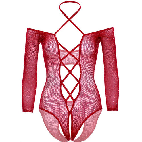 LEG AVENUE - BODY CROTHLESS COM VERMELHO BRILHANTE