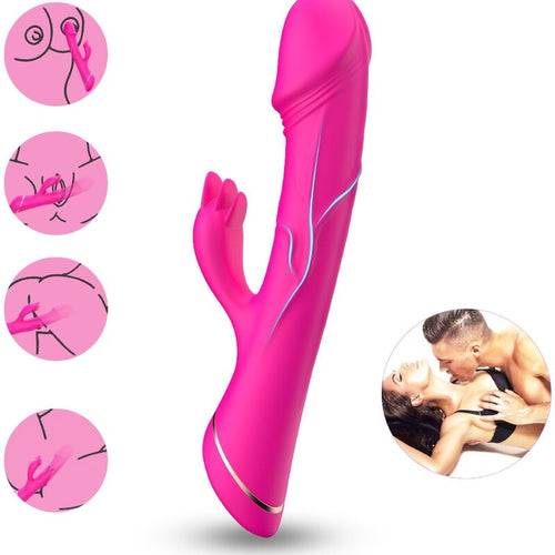 ARMONY - DILDO VIBRADOR COELHO SILICONE FÚCSIA