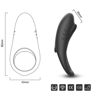 ARMONY - ANEL VIBRADOR SHARK PARA CASAIS CONTROLE REMOTO PRETO