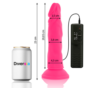 DIVERSIA - DILDO FLEXÍVE COM VIBRAO ROSA 23 CM -O- 4.3 CM