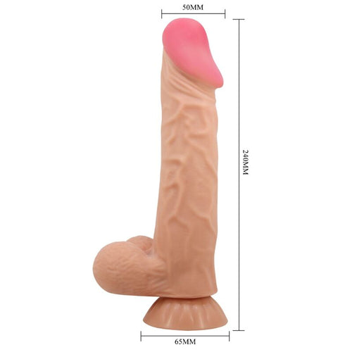 PRETTY LOVE - SÉRIE SLIDING SKIN DILDO REALÍSTICO COM VENTOSA DESLIZANTE PELE CONTROLO REMOTO CARNE 24 CM