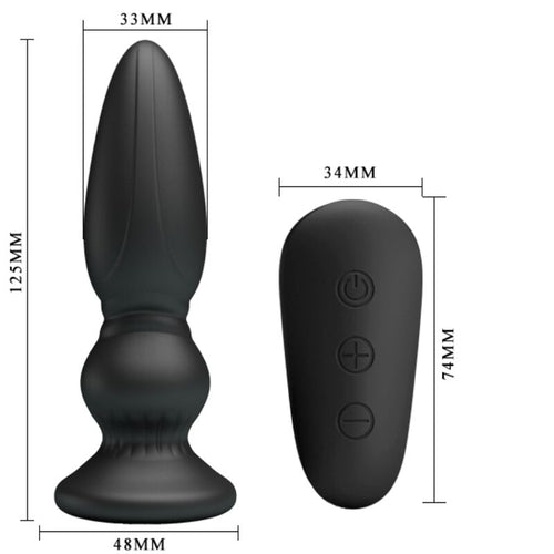 MR PLAY - PLUGUE ANAL DE CONTROLE REMOTO VIBRADOR PODEROSO PRETO