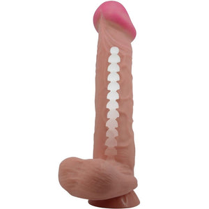 PRETTY LOVE - SÉRIE SLIDING SKIN DILDO REALÍSTICO COM VENTOSA DESLIZANTE PELE MARROM 26 CM