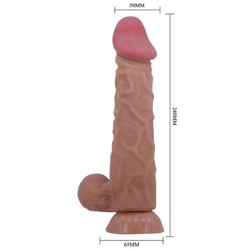 PRETTY LOVE - SÉRIE SLIDING SKIN DILDO REALÍSTICO COM VENTOSA DESLIZANTE PELE MARROM 24 CM