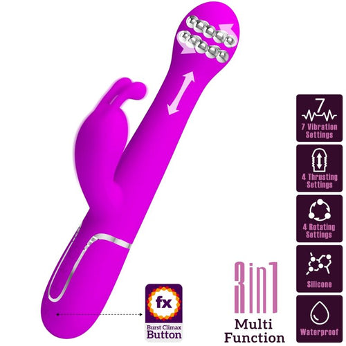 PRETTY LOVE - VIBRADOR DEJON COELHO 3 EM 1 MULTIFUNO VIOLETA