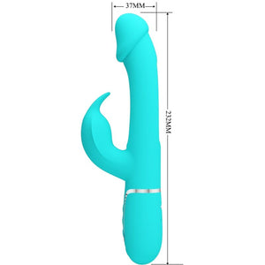 PRETTY LOVE - VIBRADOR COELHO DEJON 3 EM 1 MULTIFUNO AQUA VERDE