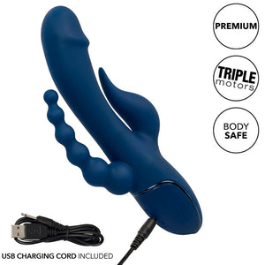 CALEXOTICS - VIBRADOR TRIPLO ORGASM AZUL