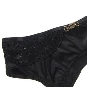 SUBBLIME - CONJUNTO DE 3 PEAS SUTI + TANGA + LIGA DE RENDA PRETO S/M